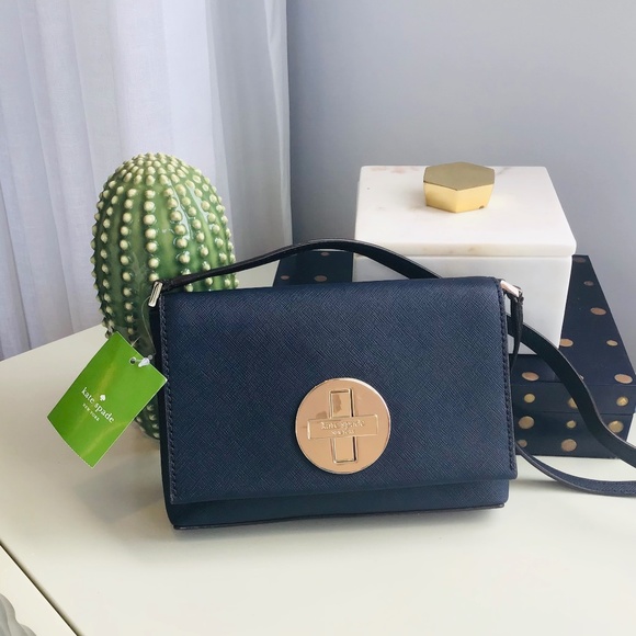 KATE SPADE midnight blue crossbody bag, Newbury Lane in Saffiano leather BNWT - Picture 2 of 14
